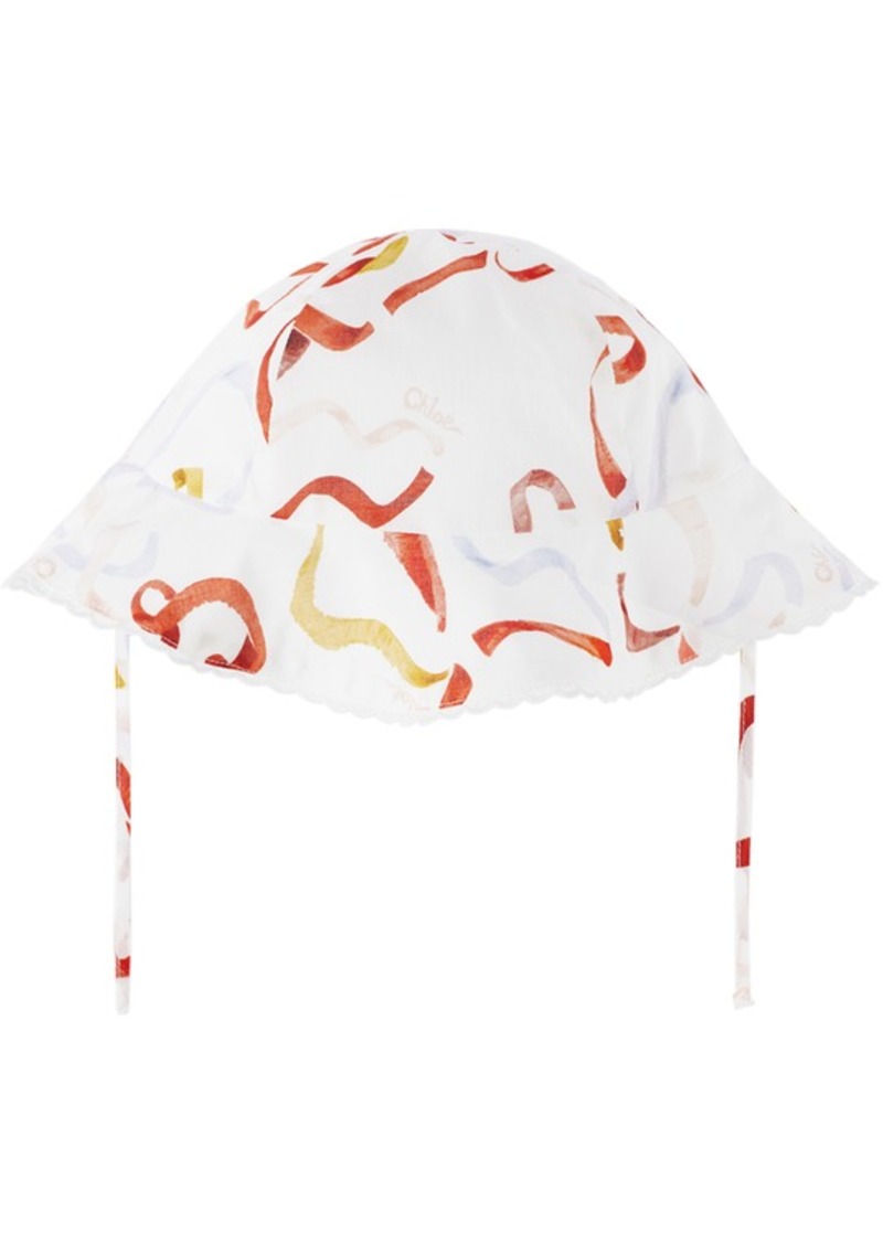 Chloé Kids White Printed Bucket Hat