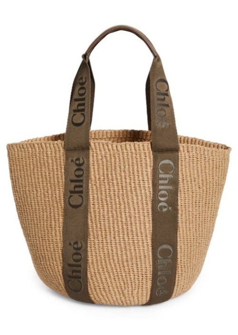 Chloé Large Woody Straw Basket Tote