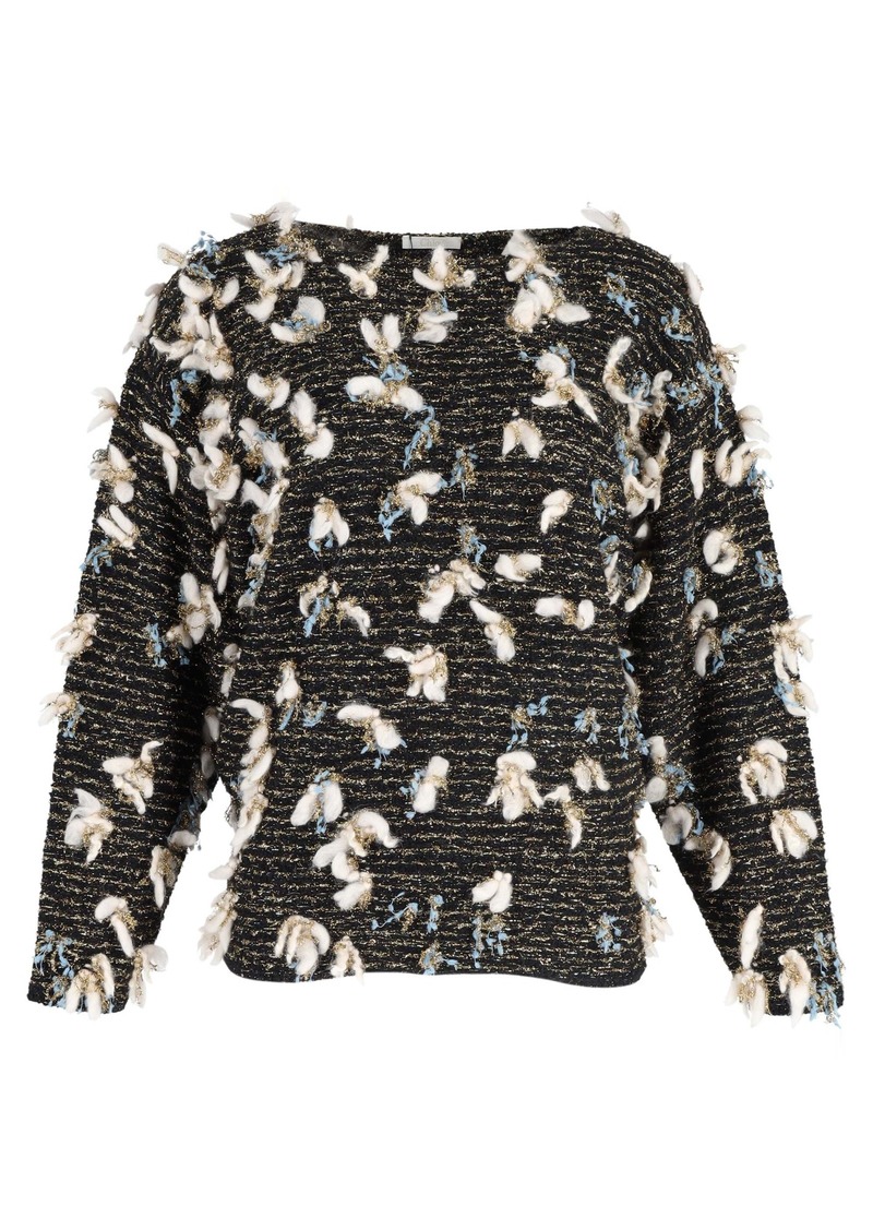 Chloé Lurex Metallic Knit Embellished Sweater in Black Wool