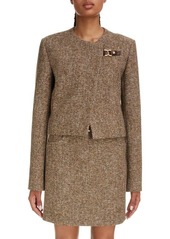 Chloé Marcie Buckle Wool & Cotton Blend Tweed Jacket