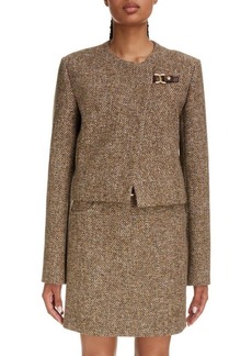 Chloé Marcie Buckle Wool & Cotton Blend Tweed Jacket