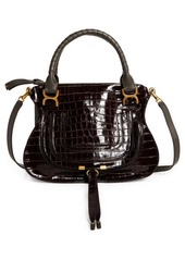 Chloé Medium Marcie Croc-Embossed Leather Top Handle Bag in Profound Brown at Nordstrom