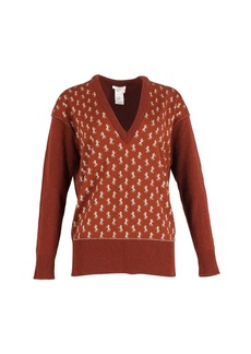 Chloé Metallic Intarsia Blend Sweater in Brown Wool