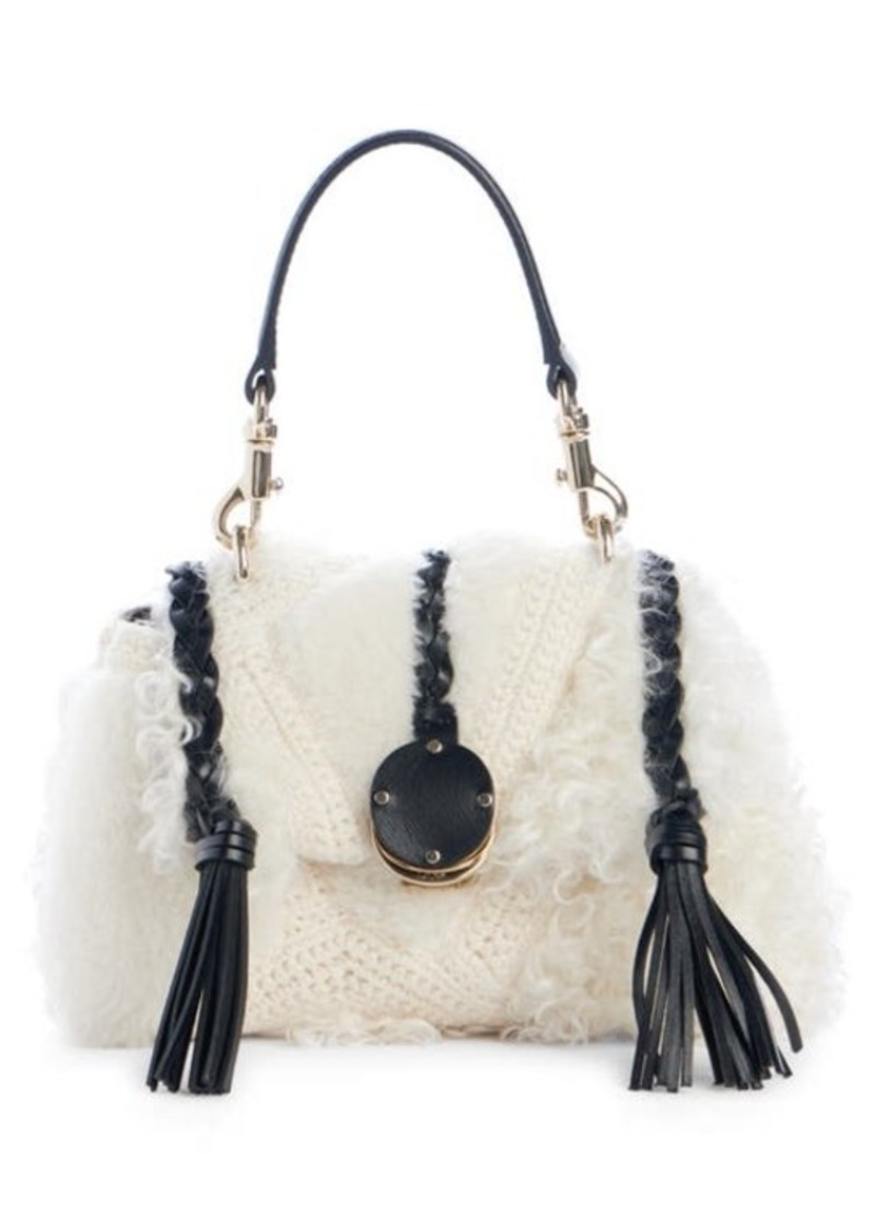 Chloé Mini Penelope Crochet & Genuine Shearling Crossbody Bag