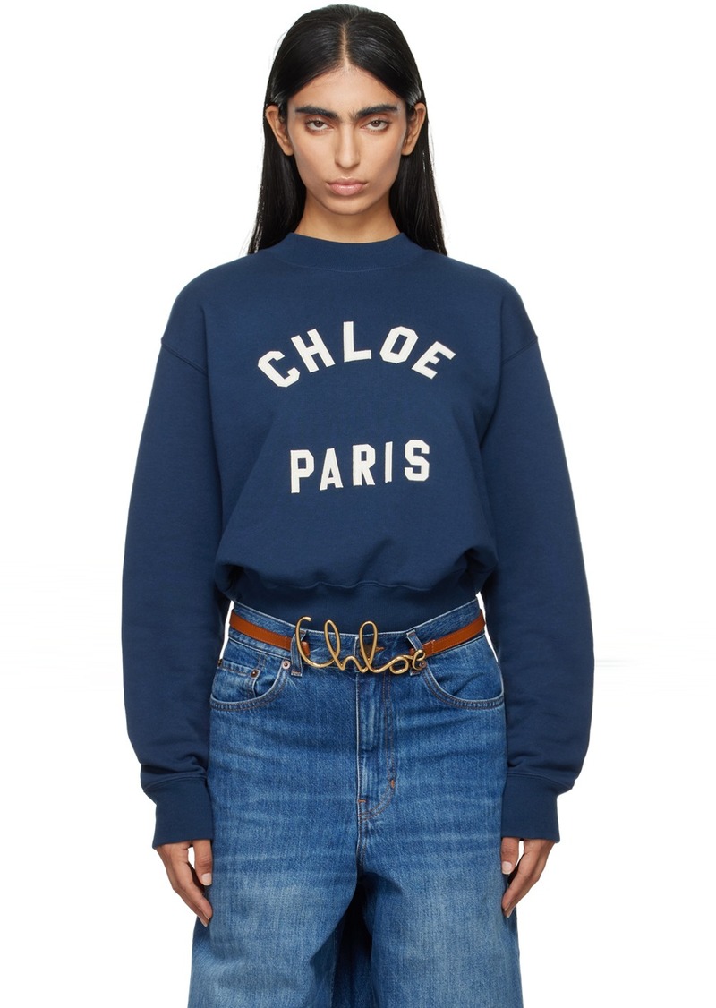 Chloé Navy Mock Neck Sweatshirt