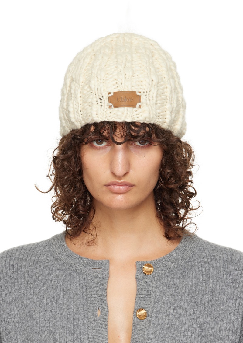 Chloé Off-White Extra Fine Wool & Silk Beanie