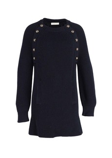 Chloé Oversized Sweater Dress in Navy Blue Wool