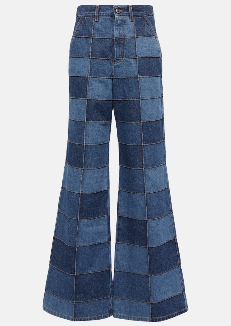 Chloé Patchwork high-rise flared jeans