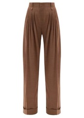 Chloé Pleated houndstooth wool-flannel wide-leg trousers