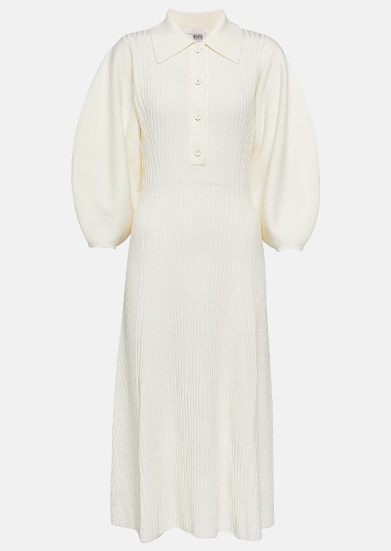 Chloé Ribbed-knit wool midi dress