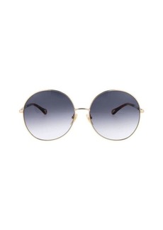 CHLOÉ Round Gold Sunglasses With Grey Gradient Lenses