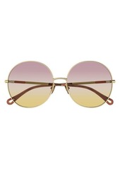 CHLOÉ Round Gold Sunglasses With Pink/Yellow Gradient Lenses
