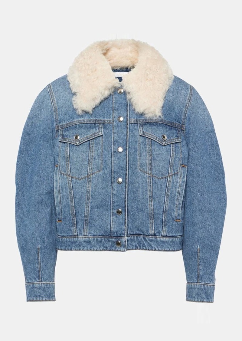 Chloé Shearling-trimmed denim jacket