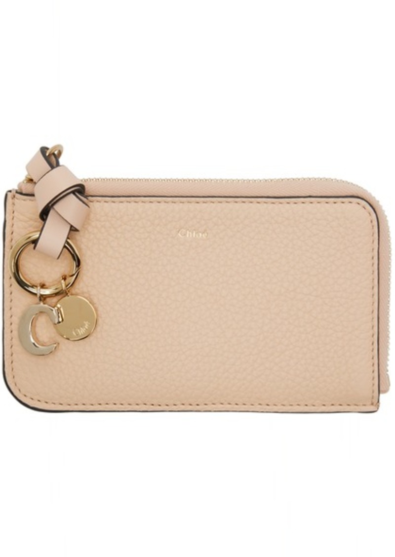 Chloé Tan Alphabet Zip Card Holder