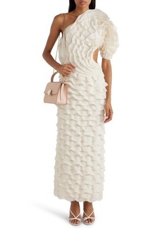Chloé Tiered One-Shoulder Ruffle Sweater Dress