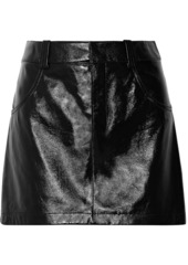 Chloé Woman Glossed Textured-leather Mini Skirt Black