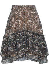 Chloé Woman Layered Printed Silk-georgette Mini Skirt Mushroom