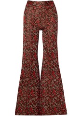 Chloé Woman Metallic Jacquard-knit Flared Pants Light Brown