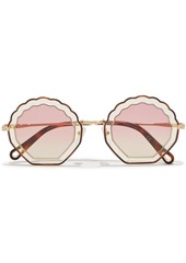 Chloé Woman Round-frame Acetate And Gold-tone Sunglasses Brown