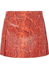 Chloé Woman Snake-effect Leather Mini Skirt Orange
