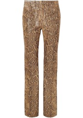 Chloé Woman Snake-effect Leather Straight-leg Pants Animal Print