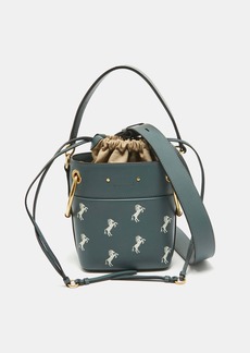 Chloé Chloe /beige Leather Mini Roy Horse Embroidered Bucket Bag
