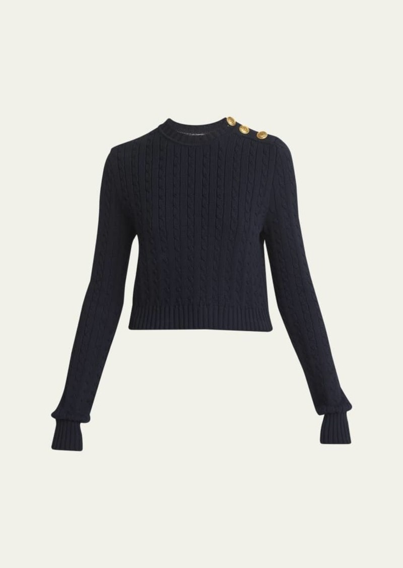 Chloé Chloe Cable Knit Button Shoulder Sweater