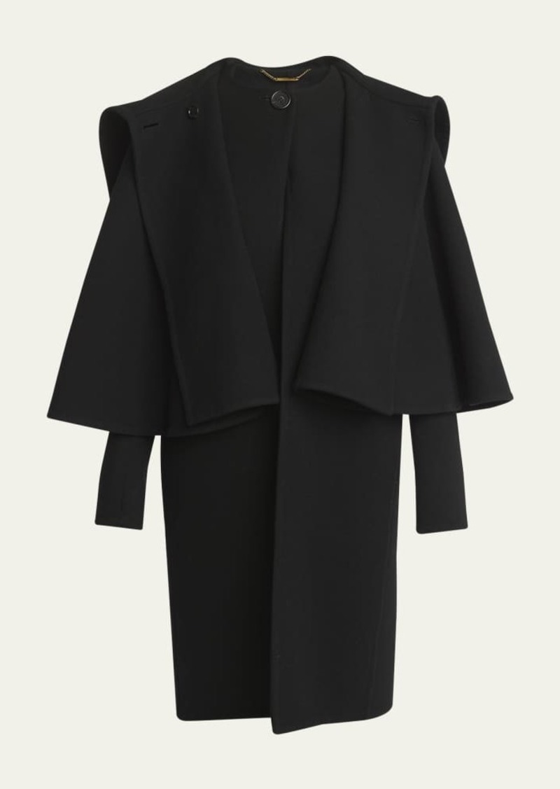 Chloé Chloe Cape Overlay Double-Face Wool Cashmere Coat