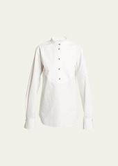 Chloé Chloe Cotton Poplin Blouse with Crystal Buttons