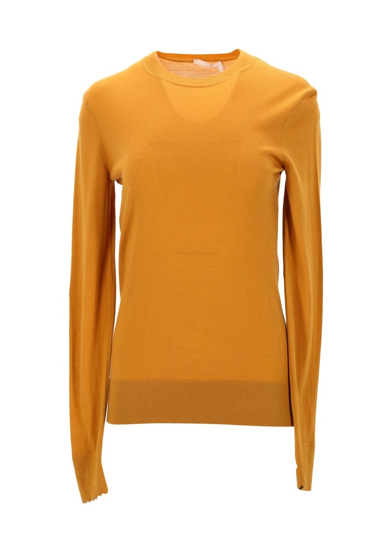 Chloé Chloe Crewneck Sweater in Mustard Yellow Wool