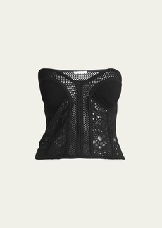 Chloé Chloe Cropped Broderie Anglaise Knit Bustier