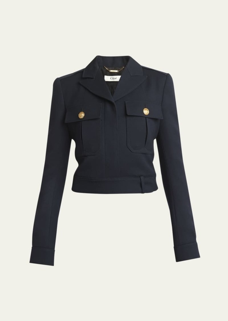 Chloé Chloe Cropped Wool Cavalry Utility Jacket