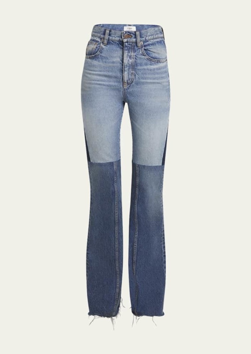 Chloé Chloe Denim Patchwork Flare Leg Pants