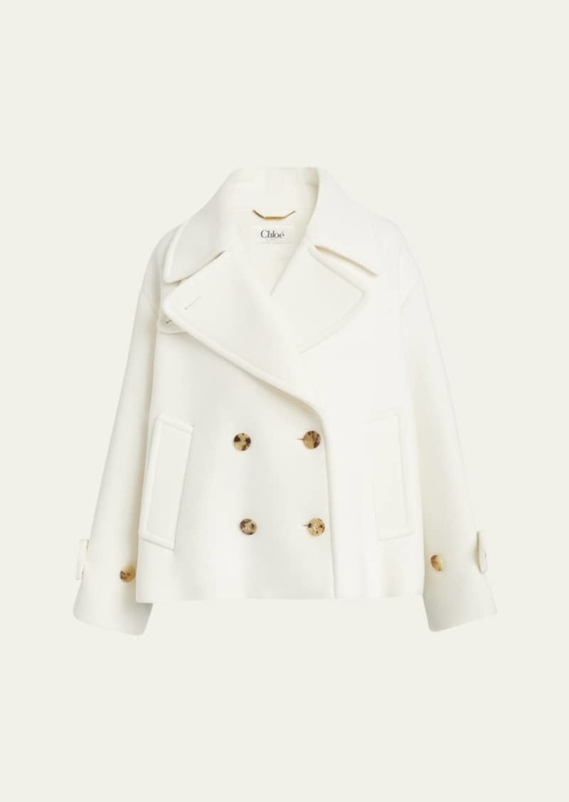 Chloé Chloe Double-Breasted Soft Wool Pea Coat