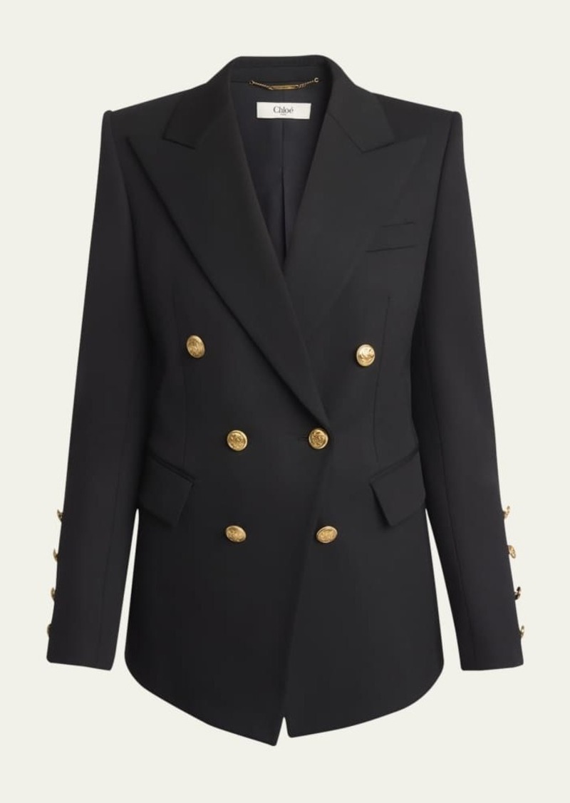 Chloé Chloe Double Breasted Wool Grain De Poudre Blazer