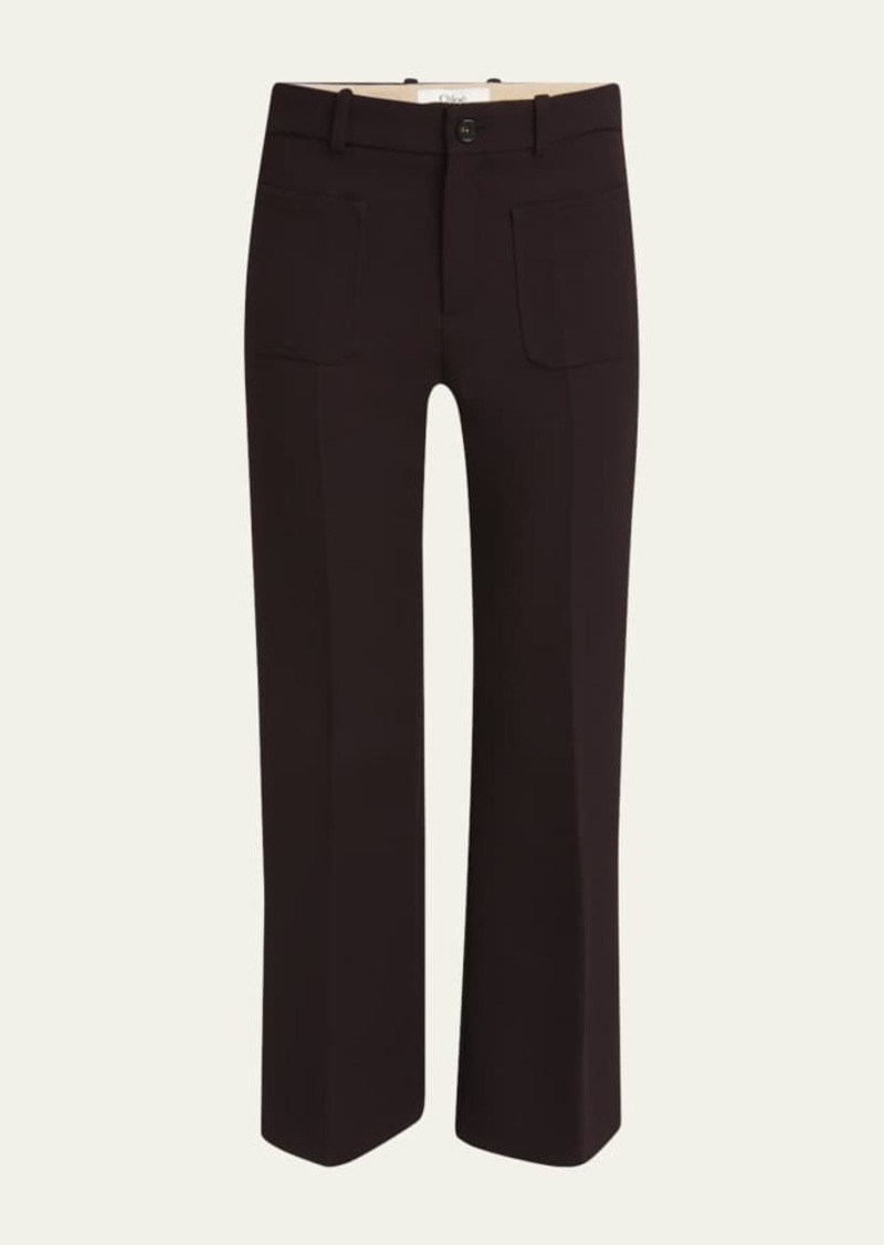 Chloé Chloe Flared Crop Cavalry Wool Trousers