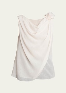 Chloé Chloe Floral-Applique Wool Gauze Sleeveless Top