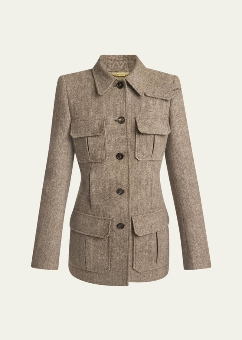 Chloé Chloe Herringbone Boyish Wool Jacket