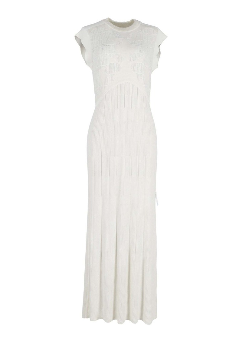 Chloé Chloe Knit Maxi Dress in White Acetate Jacquard