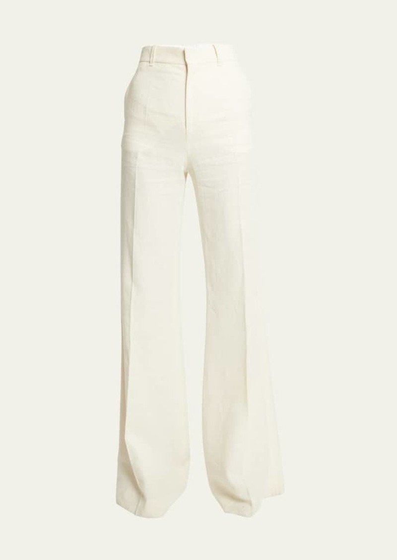 Chloé Chloe Linen Canvas Flare Trousers