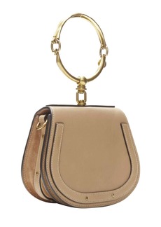 Chloé CHLOE Medium Nile gold bangle bracelet handle taupe leather saddle bag