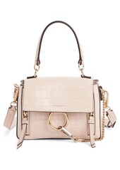 Chloé Chloe Mini Faye Day Croc Embossed Leather Satchel in Cement Pink at Nordstrom