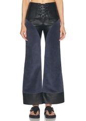 Chloé Chloe Nappa Leather Suede Wide Leg Pant