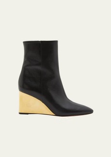 Chloé Chloe Rebecca Leather Wedge Ankle Booties