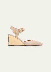 Chloé Chloe Rebecca Leather Wedge Ankle-Strap Pumps