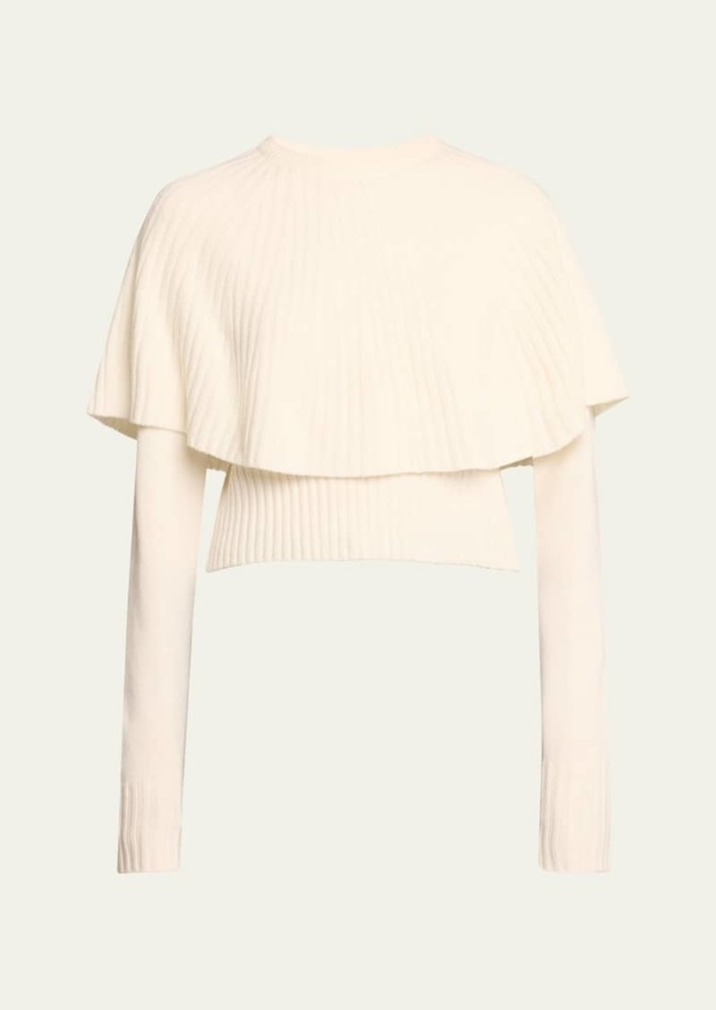 Chloé Chloe Ruffle Overlay Wool Cashmere Sweater