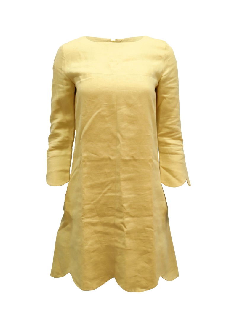 Chloé Chloe Scalloped Hem Shift Dress in Yellow Linen