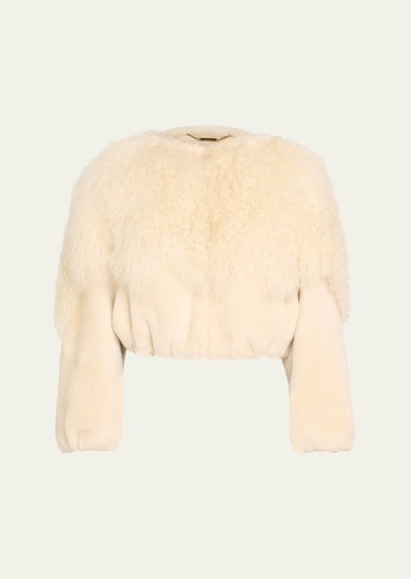 Chloé Chloe Short Mongolian Shearling Jacket