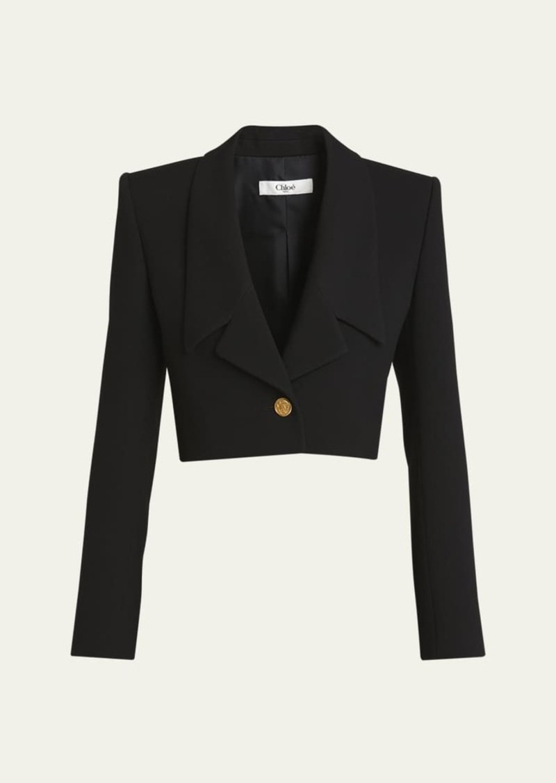 Chloé Chloe Shrunken Wool Crepe Cropped Blazer