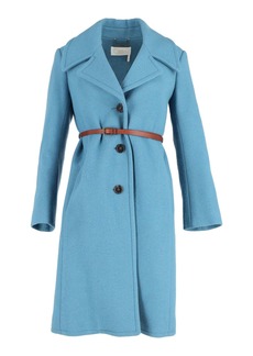 Chloé Chloe Single-Breasted Trench Coat in Blue Cotton